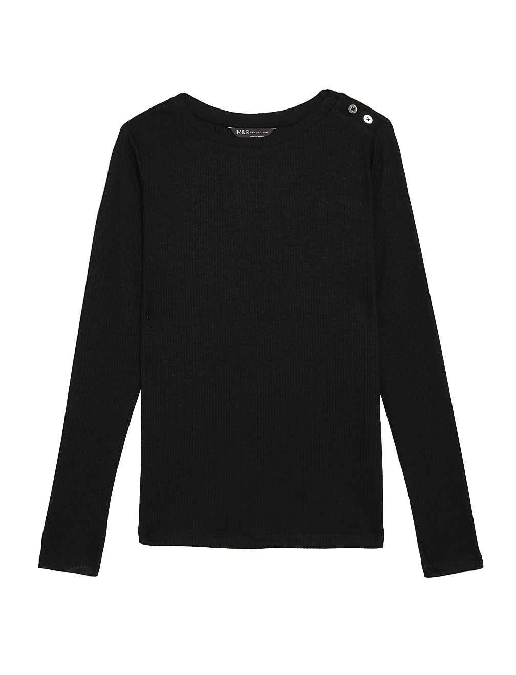 Jersey Ribbed Slash Neck Regular Fit Top