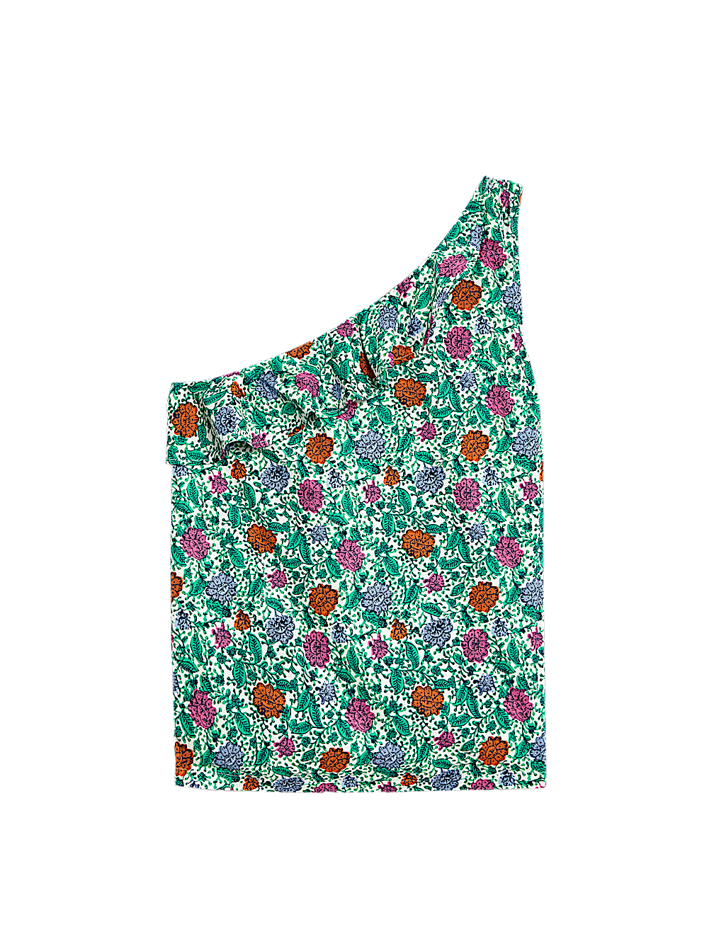 Pure Cotton Frill Detail One Shoulder Top
