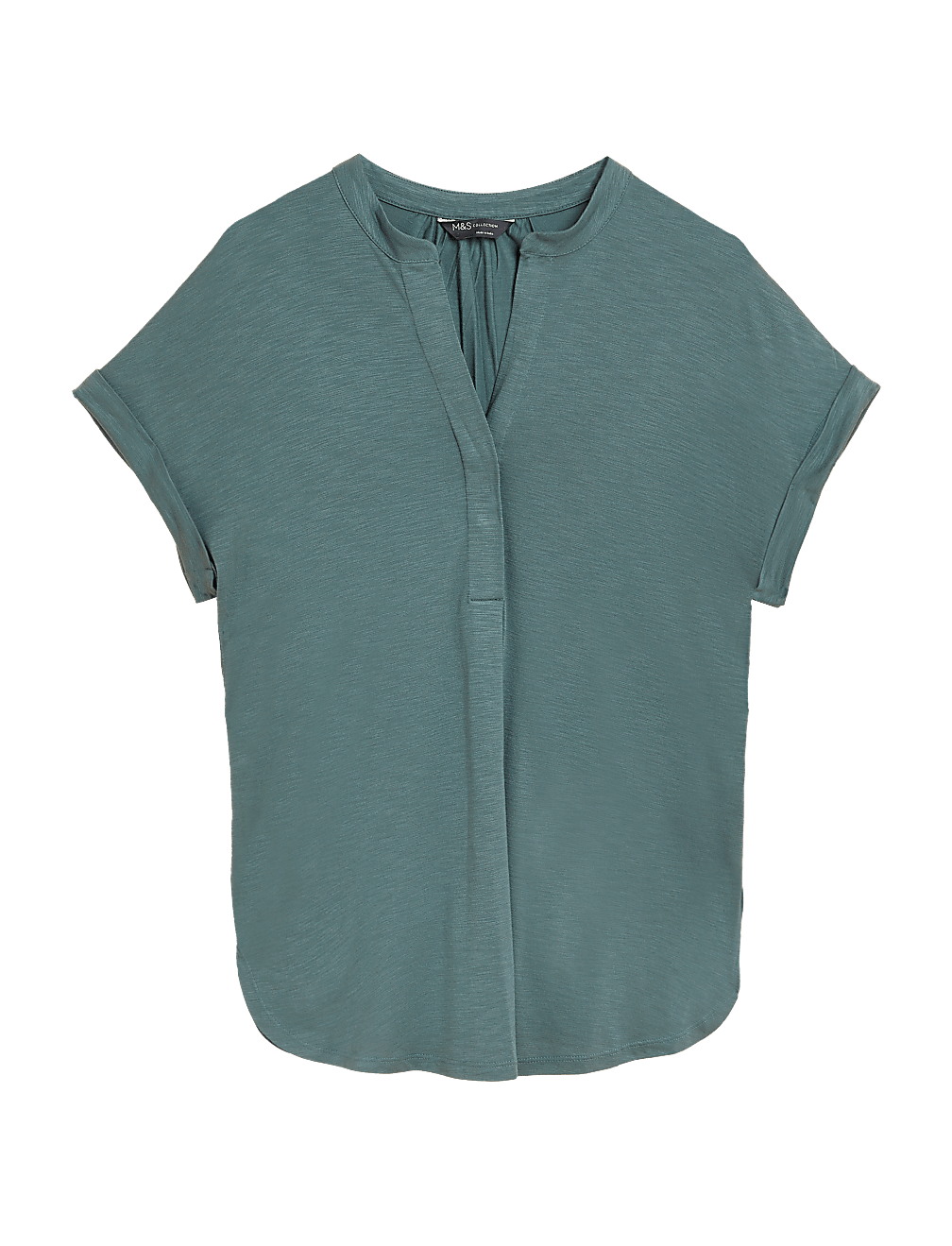 Jersey V-Neck Short Sleeve Popover Blouse
