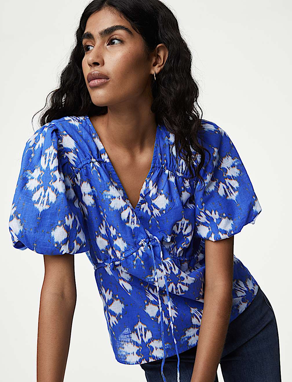 Pure Cotton Printed V-Neck Blouse