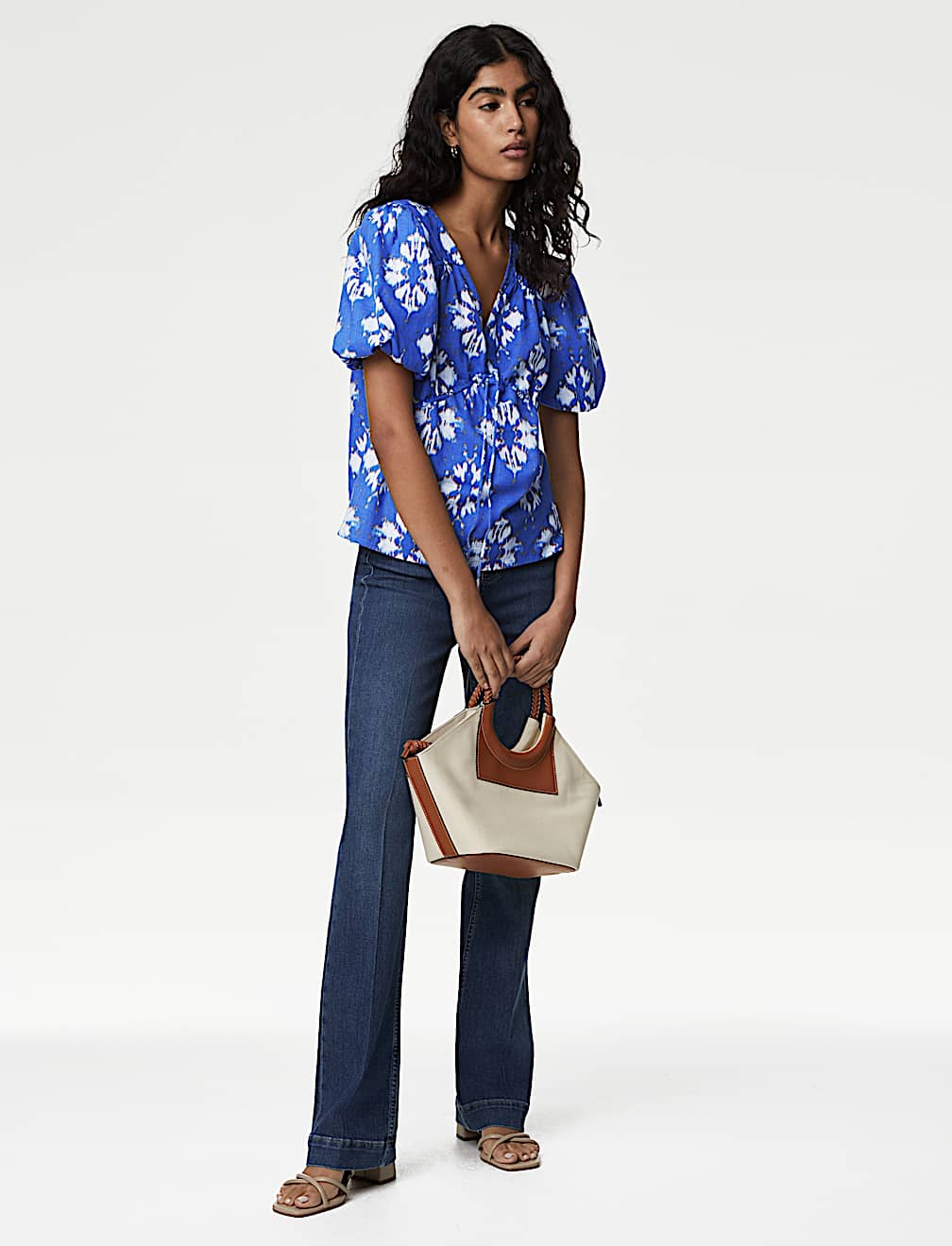 Pure Cotton Printed V-Neck Blouse
