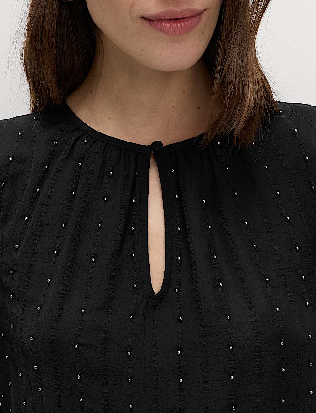 Studded Blouson Sleeve Blouse