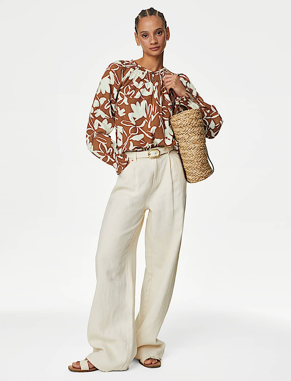 Pure Cotton Printed Puff Sleeve Blouse