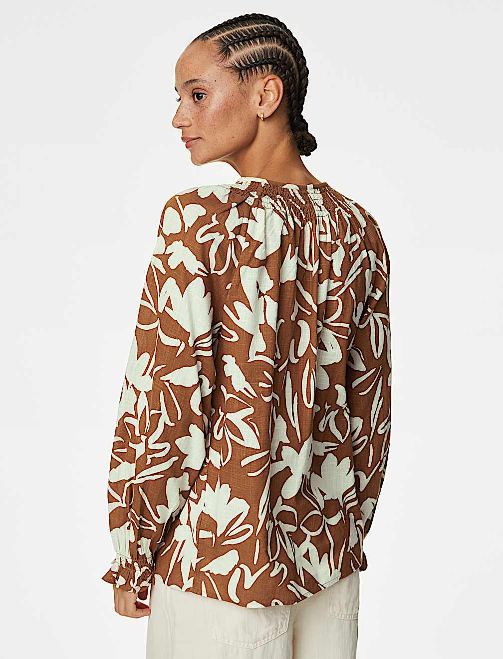 Pure Cotton Printed Puff Sleeve Blouse