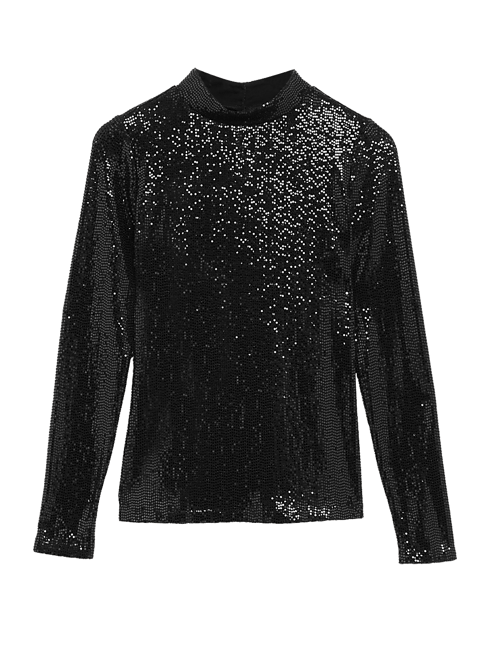 Sequin Regular Fit High Neck Top