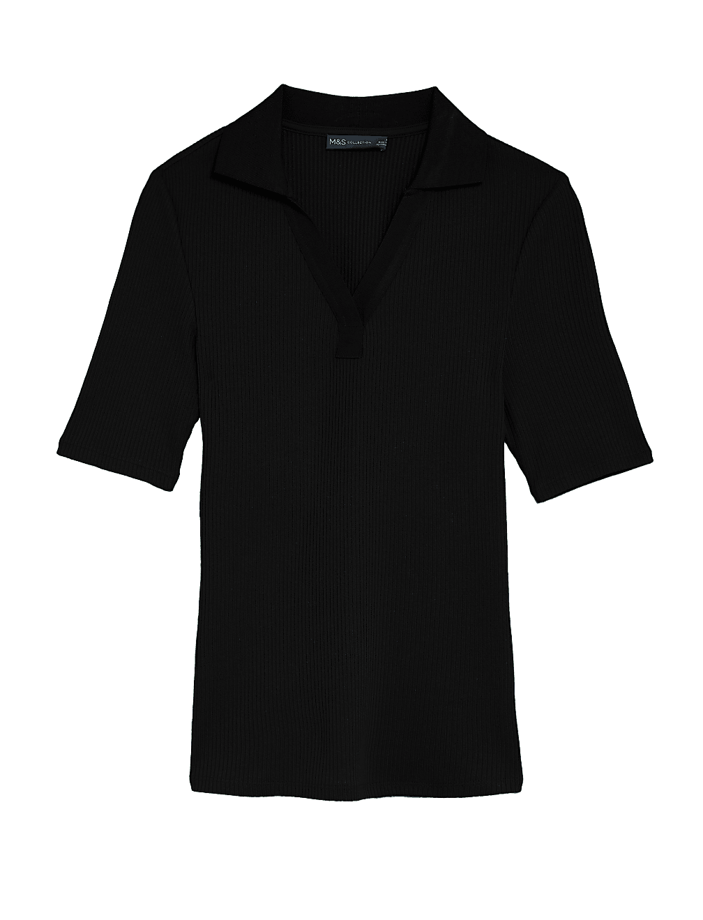 Ribbed Collared Regular Fit Half Sleeve Top