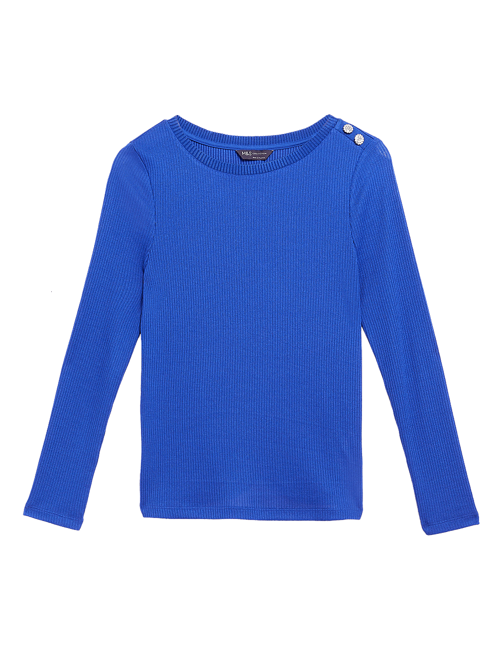 Ribbed Slash Neck Fitted Top