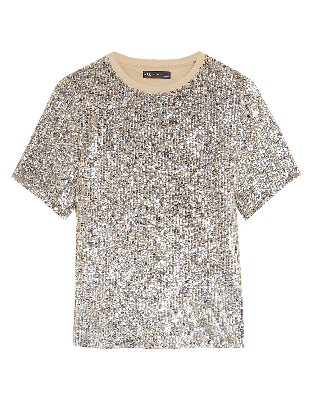 Sequin Round Neck Regular Fit Top