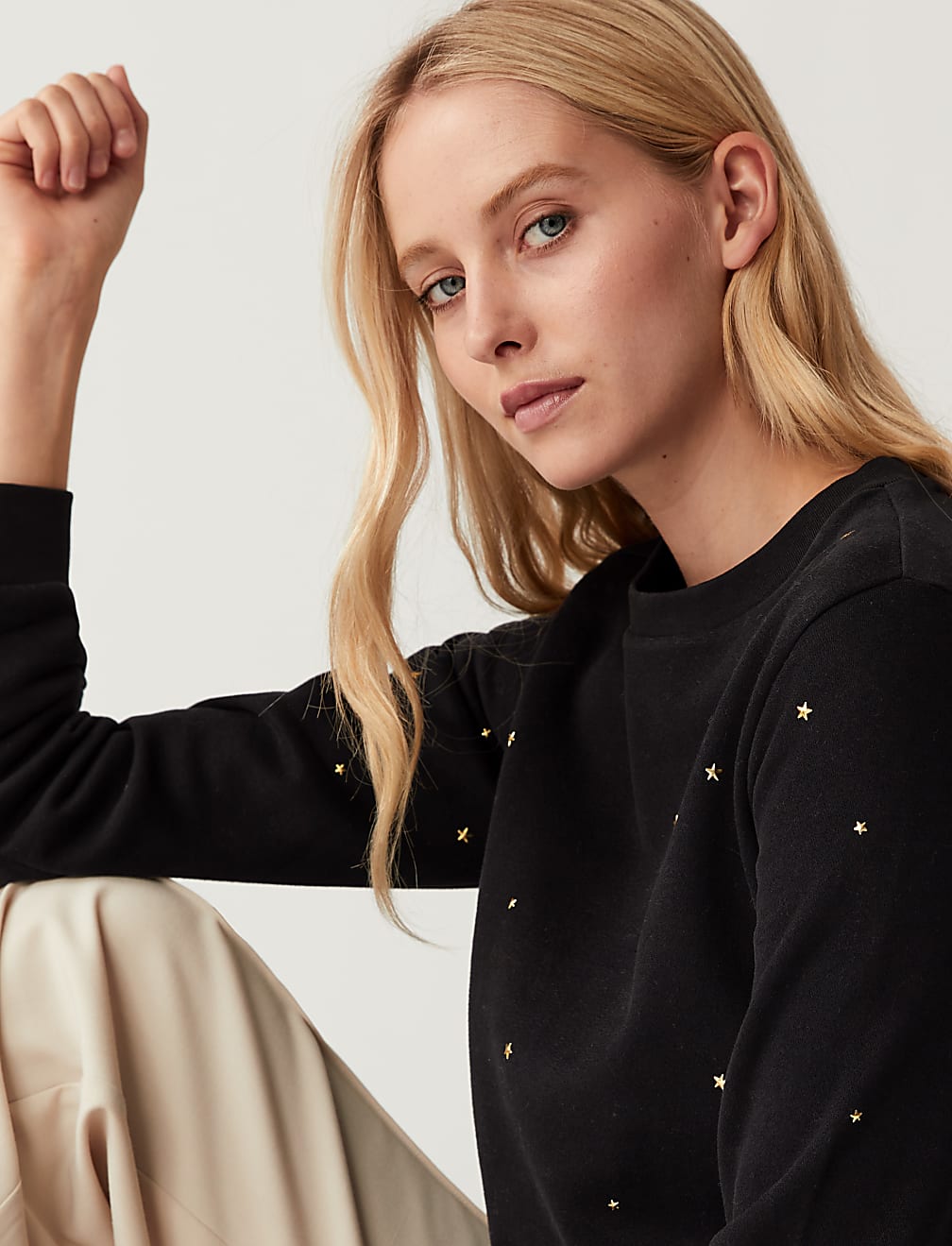 Cotton Rich Studded Regular Fit Sweatshirt