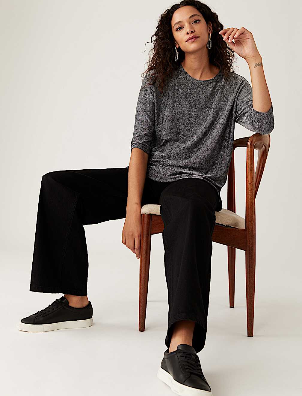 Sparkly Round Neck Regular Fit Top