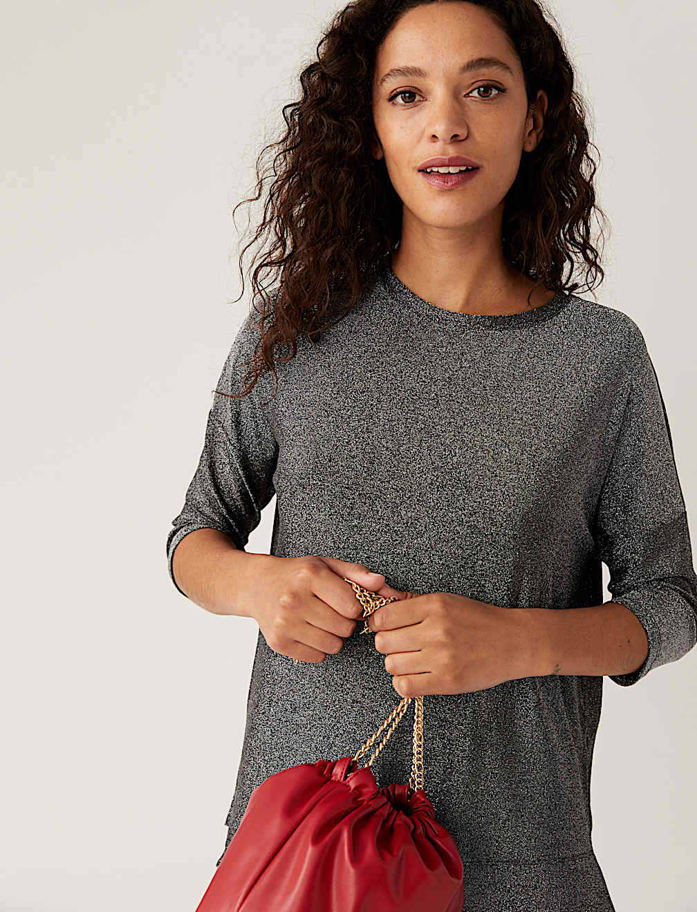 Sparkly Round Neck Regular Fit Top