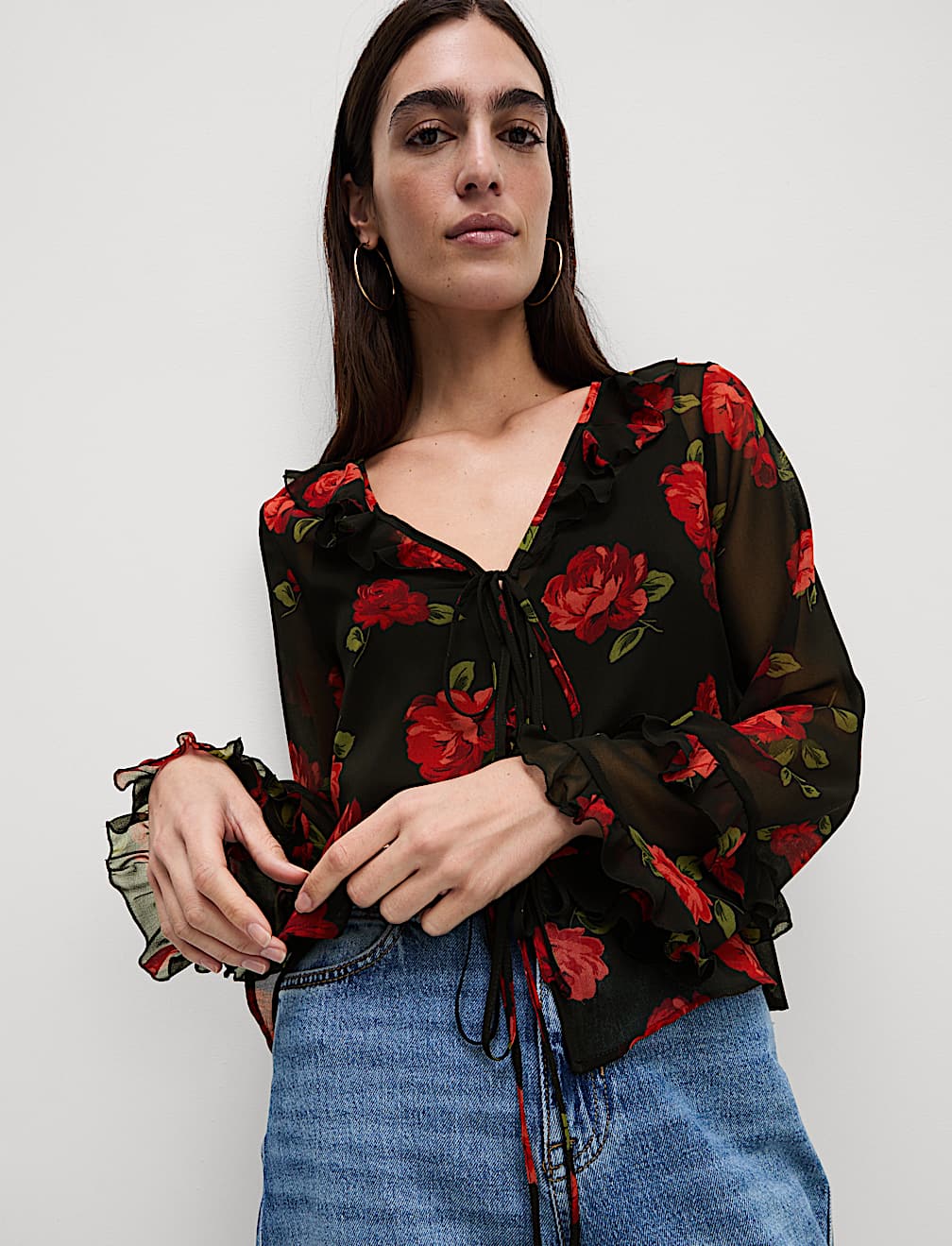 Floral V-Neck Blouse