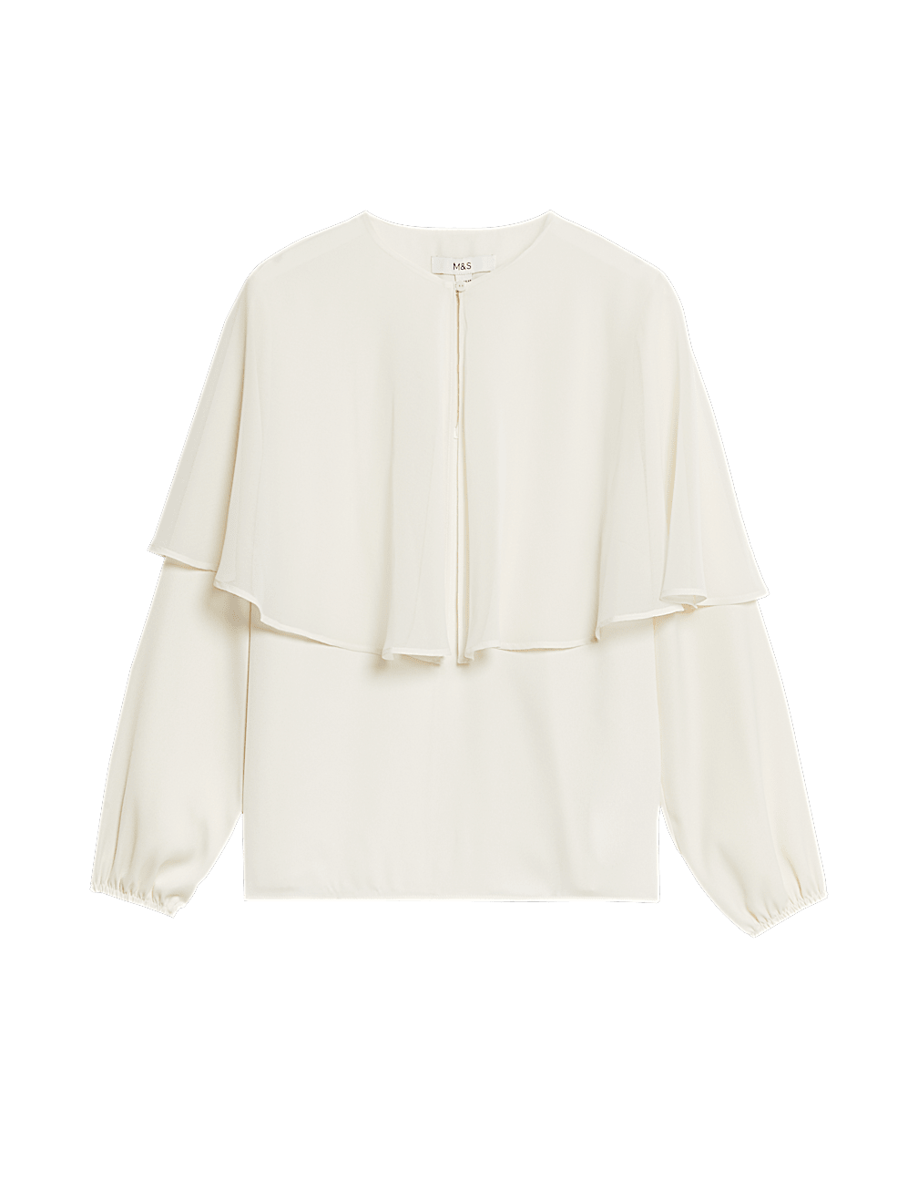 Round Neck Cape Detail Blouse