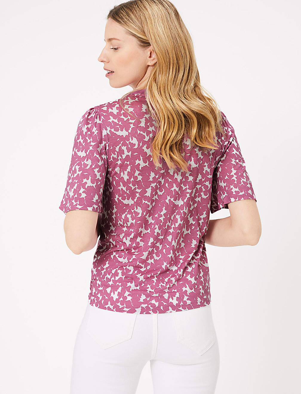 Printed Tie Neck Blouse