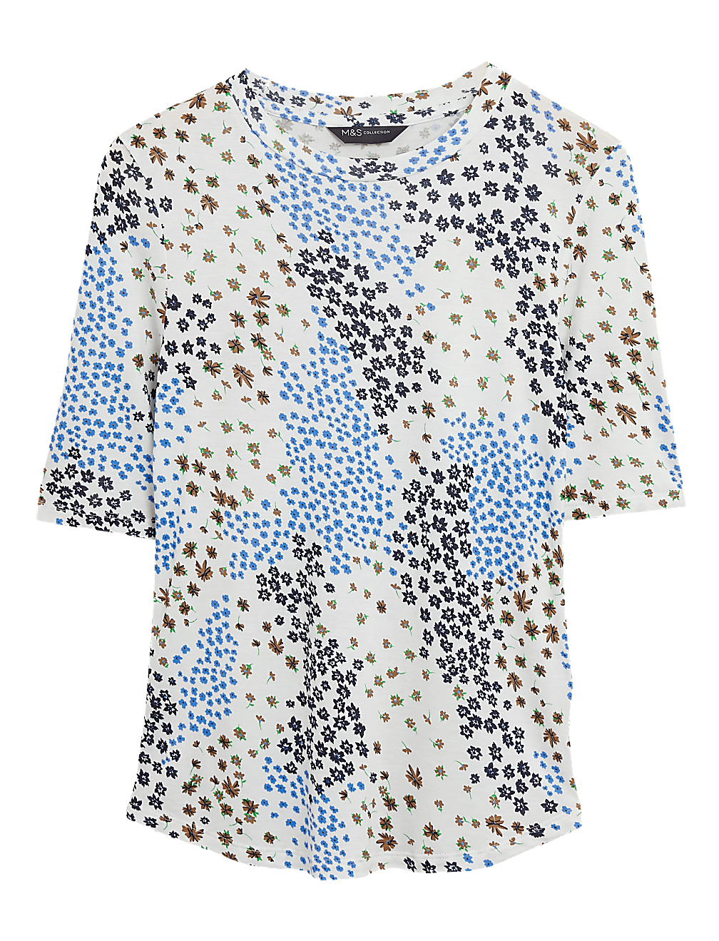 Floral High Neck Fitted Half Sleeve Top