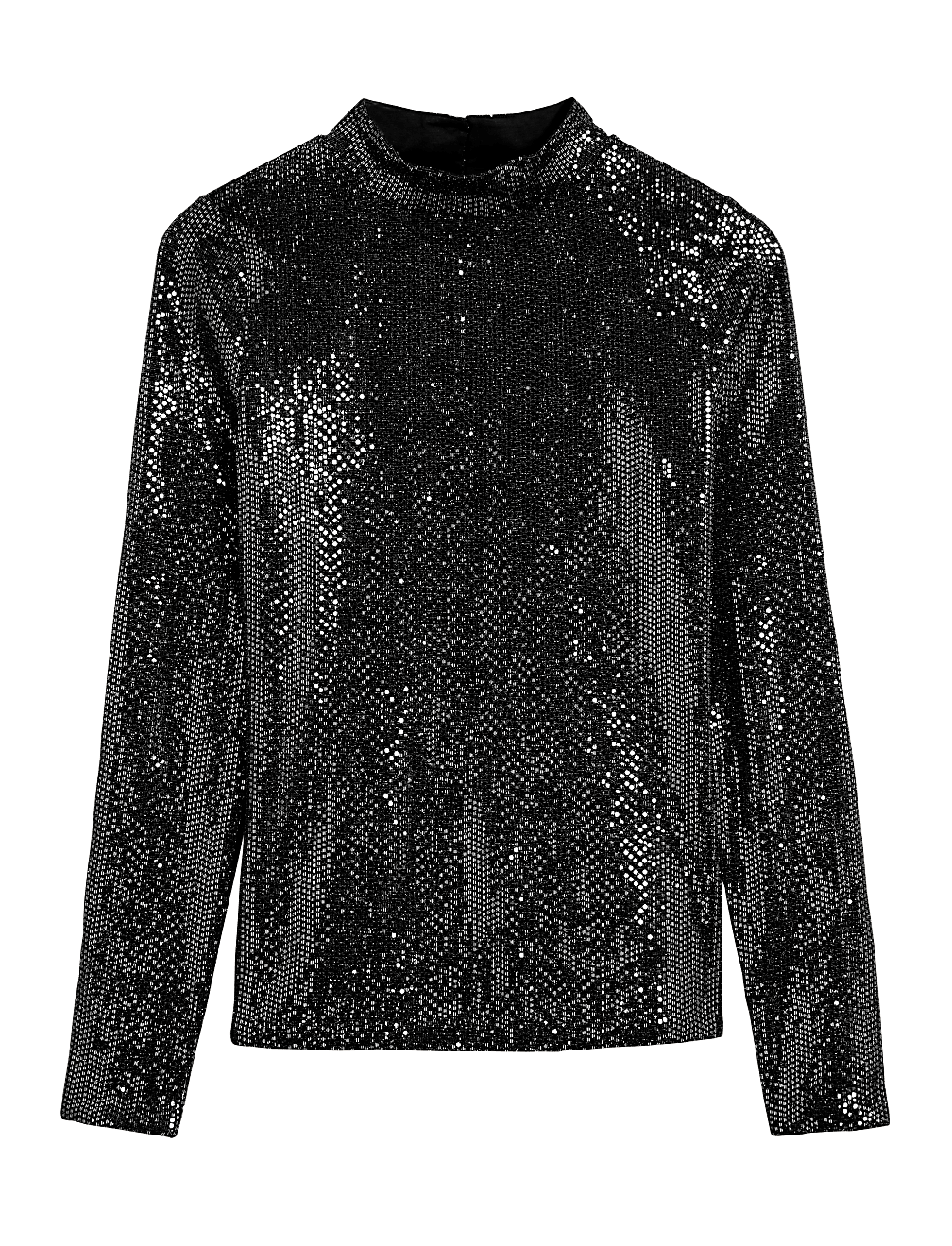 Sequin Funnel Neck Regular Fit Top