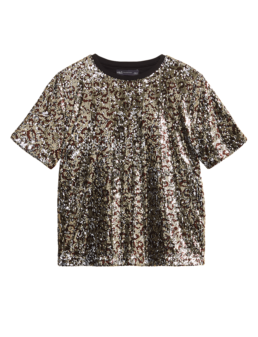 Sequin Animal Print Regular Fit T-Shirt