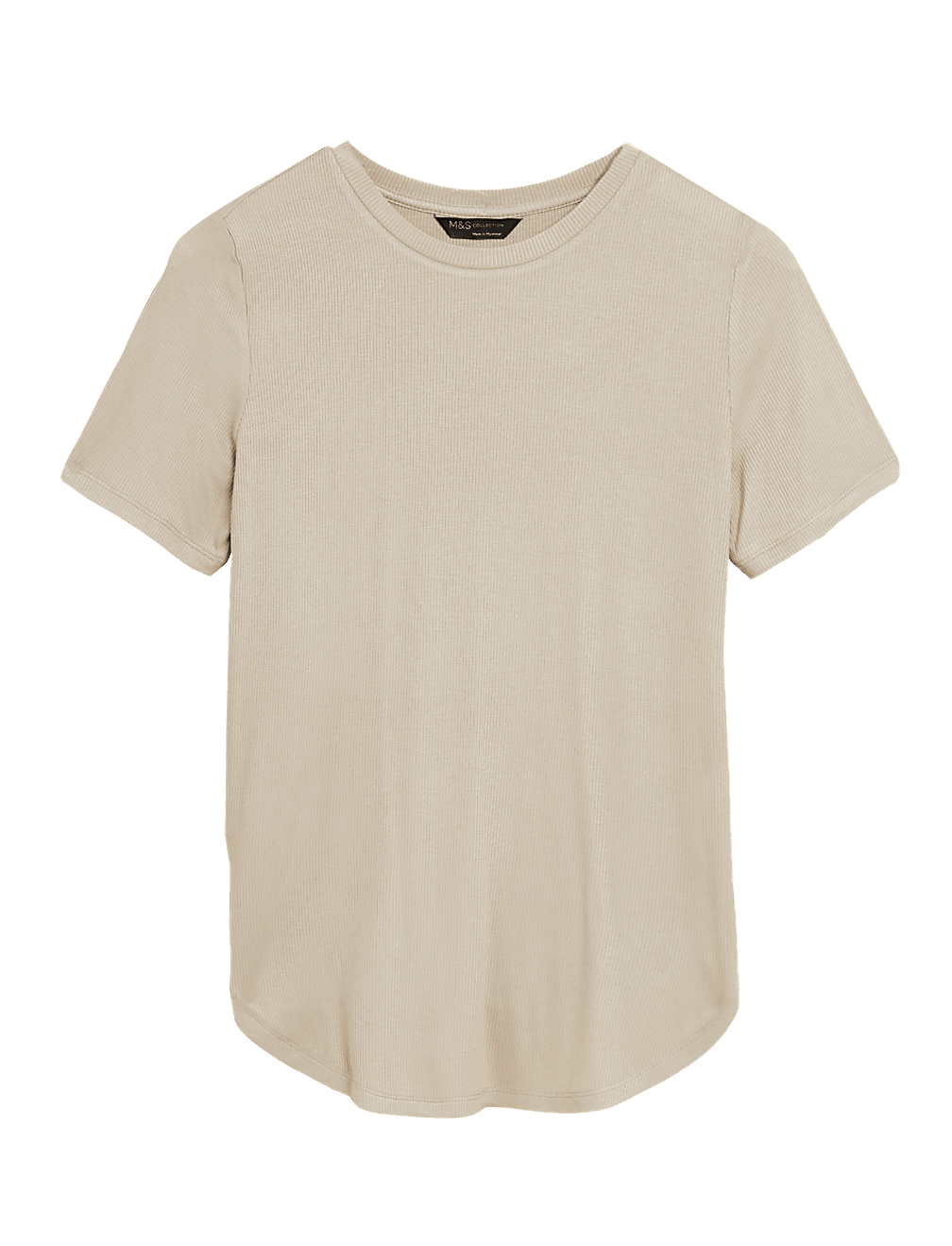 Ribbed Crew Neck Longline T-Shirt