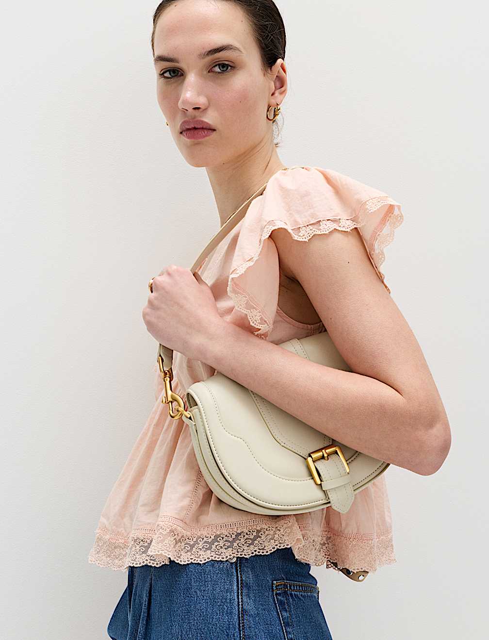 Pure Cotton Ruffle Embroidered Detail Blouse