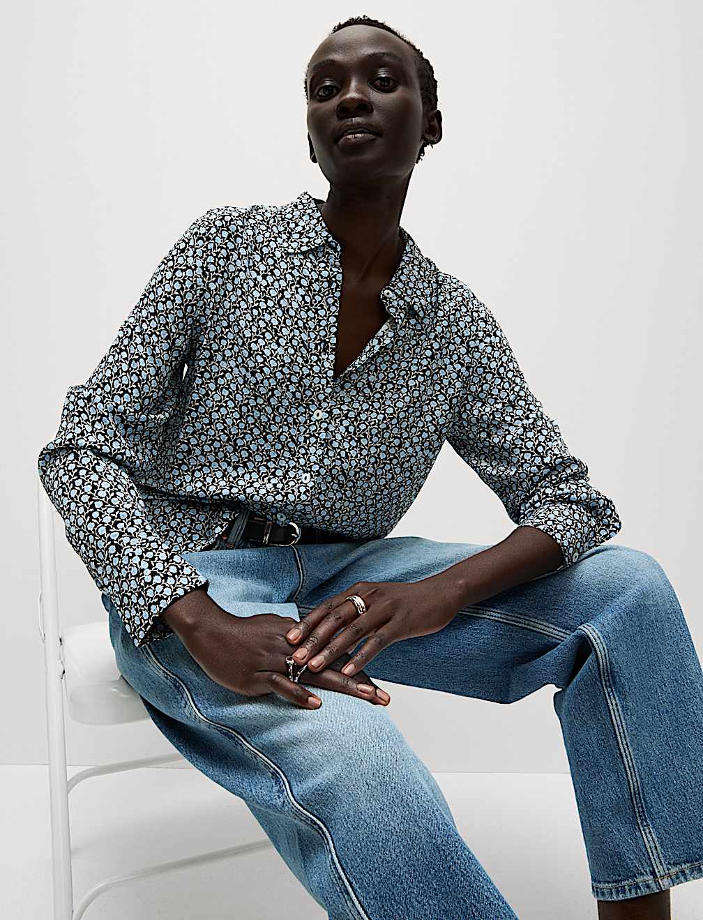 Printed Collared Button Through Shirt