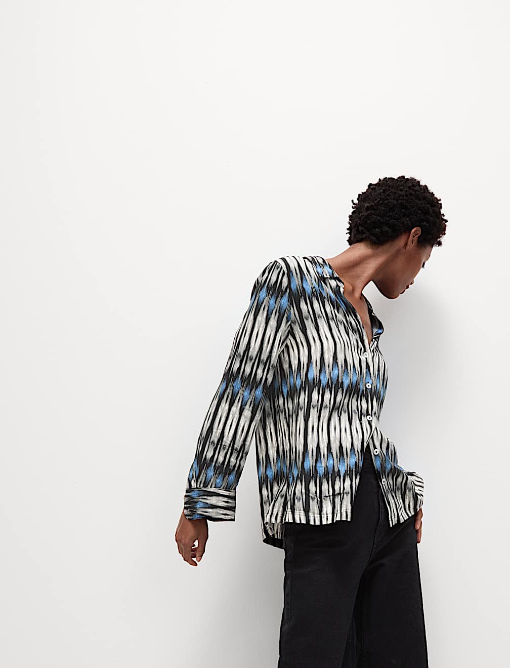 Printed Collared Button Through Shirt