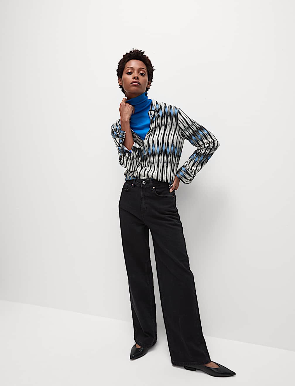 Printed Collared Button Through Shirt