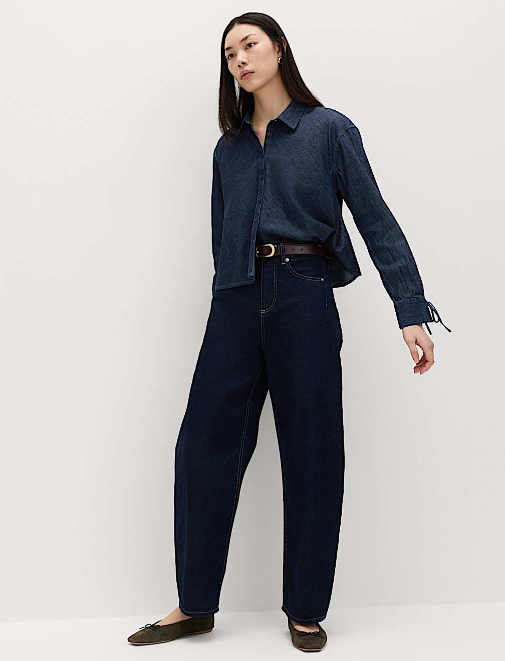 Denim Tie Detail Swing Shirt