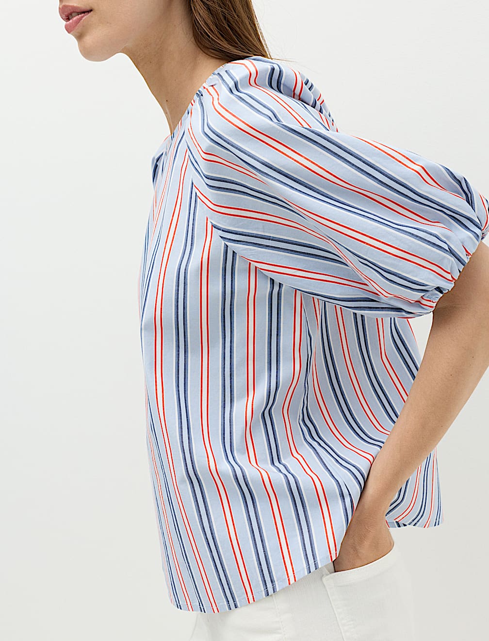 Pure Cotton Printed Puff Sleeve Blouse
