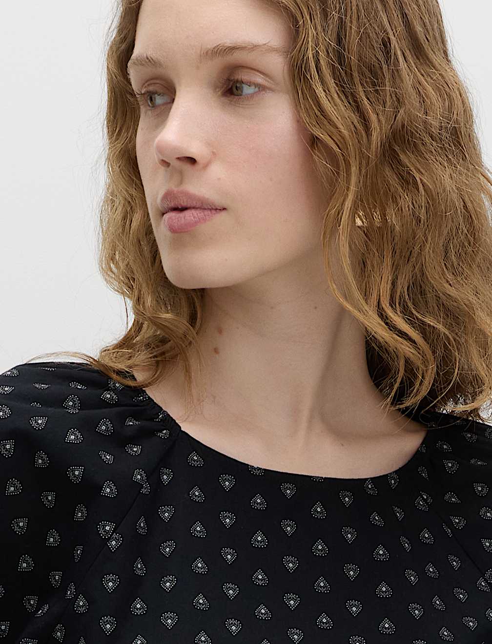 Pure Cotton Printed Puff Sleeve Blouse