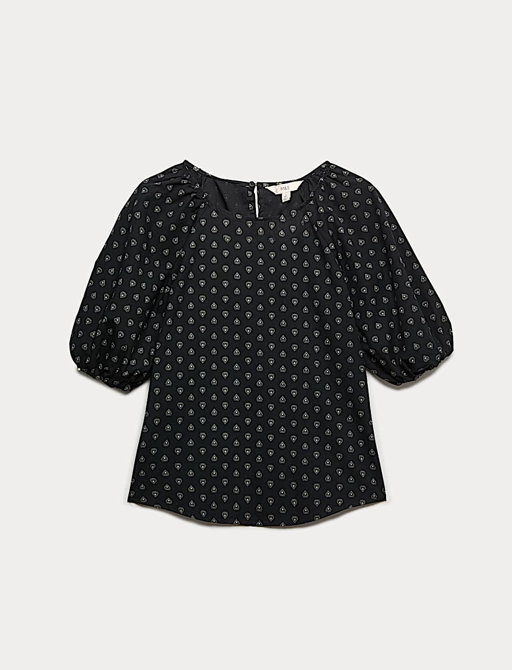 Pure Cotton Printed Puff Sleeve Blouse