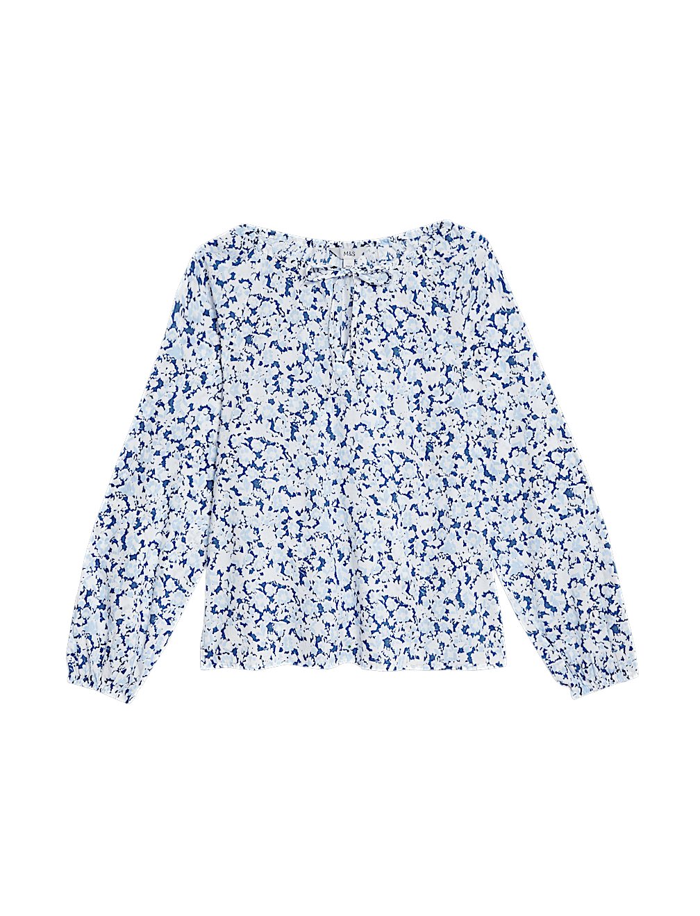 Pure Cotton Printed Tie Neck Blouse