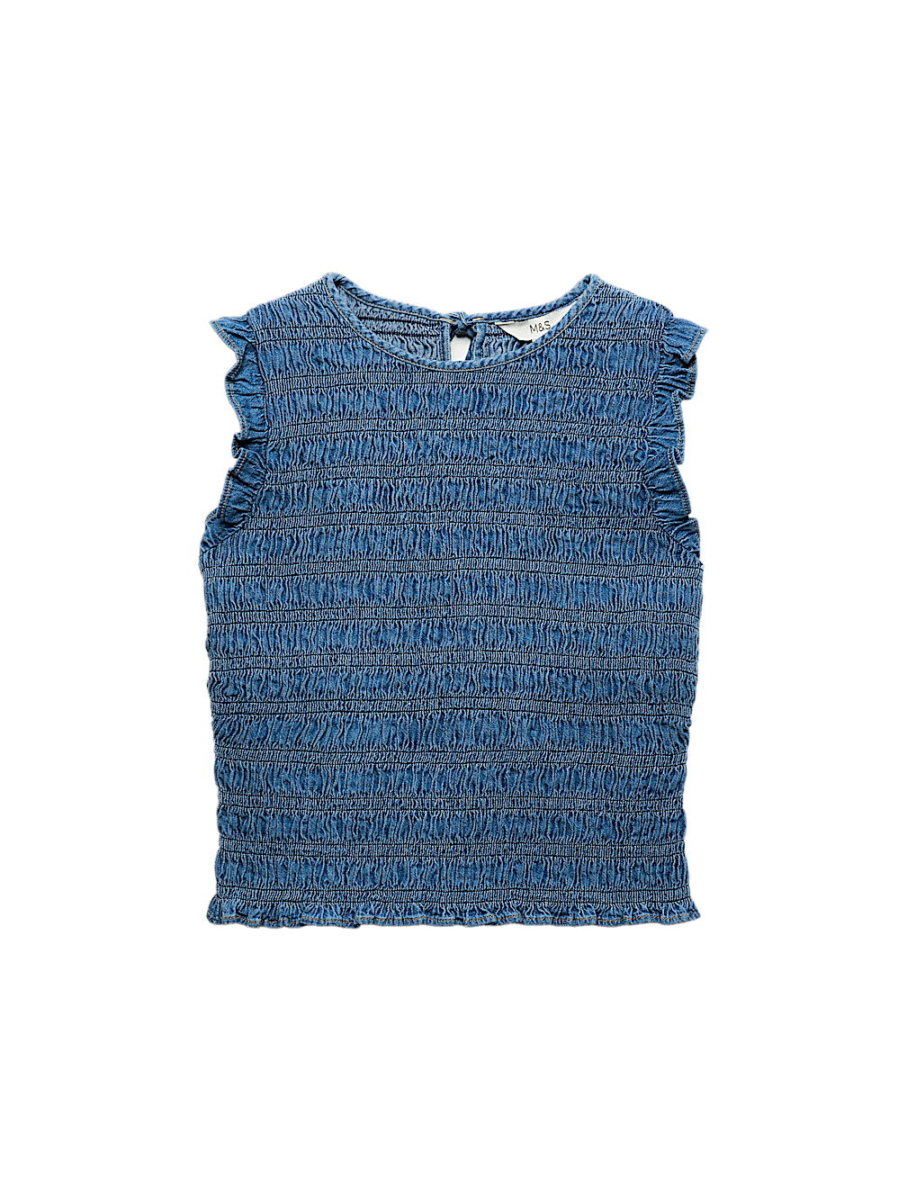 Denim Shirred Tank Top
