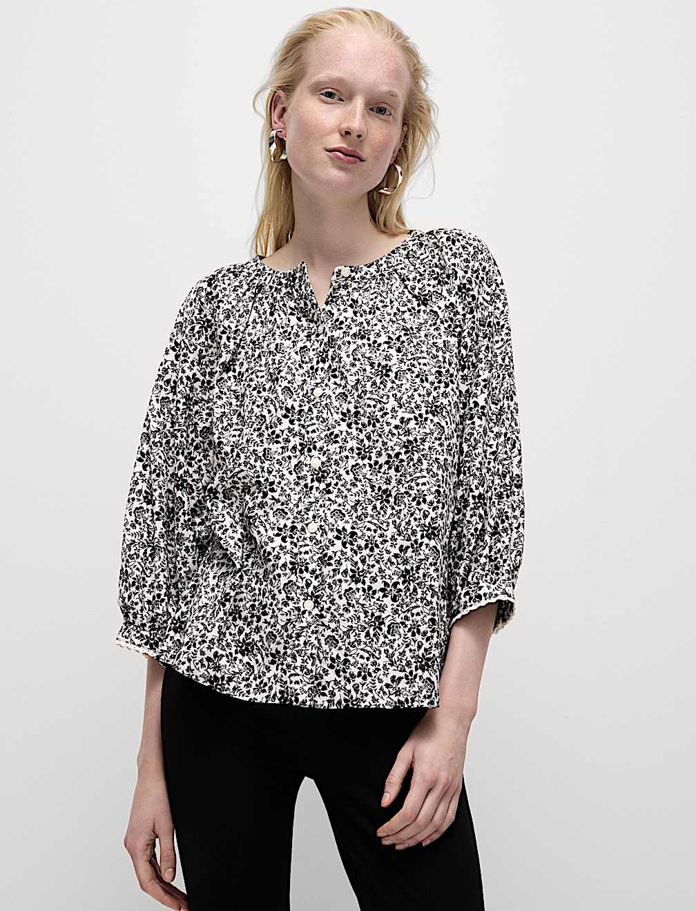 Pure Cotton Floral Blouse