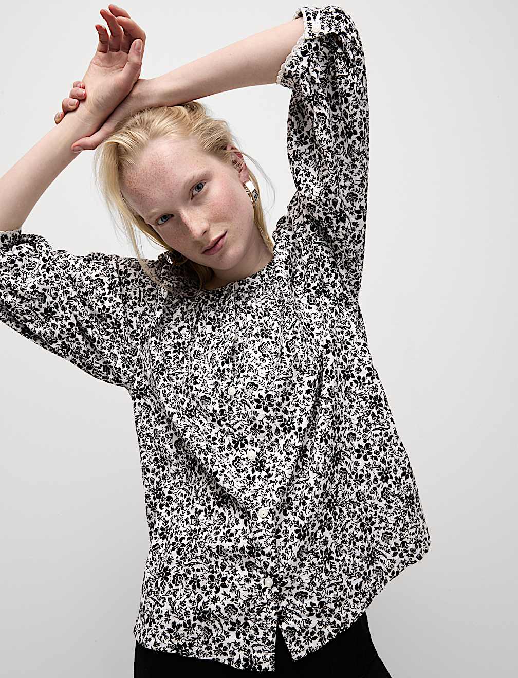 Pure Cotton Floral Blouse