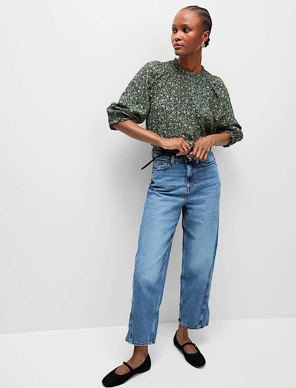 Cotton Blend Printed Blouse