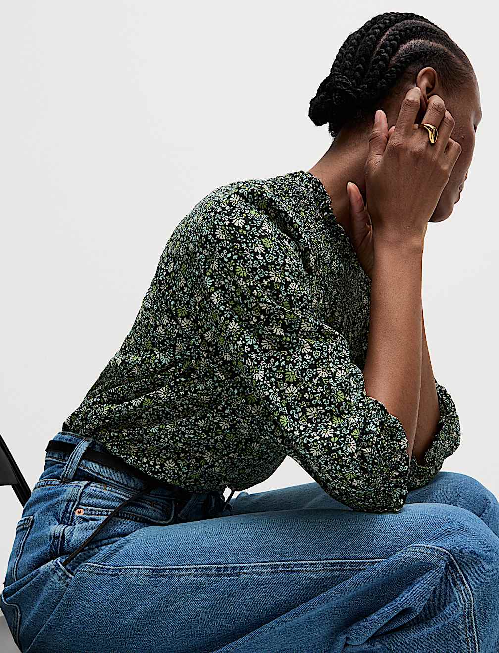 Cotton Blend Printed Blouse