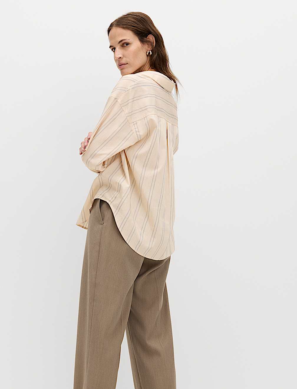 Striped Collared Shirt with Linen