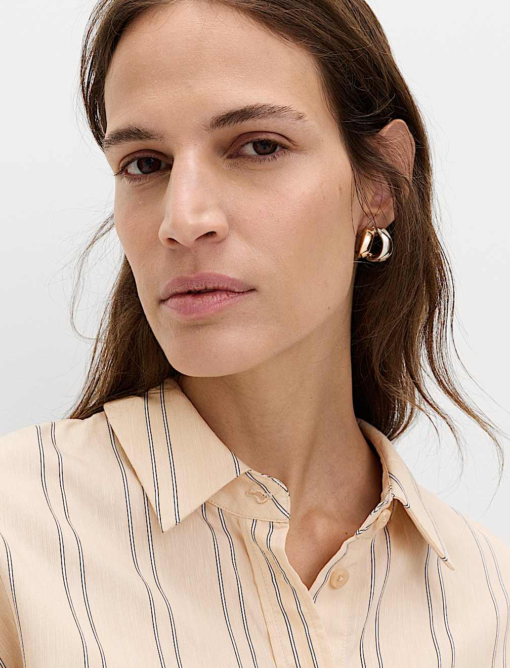 Striped Collared Shirt with Linen