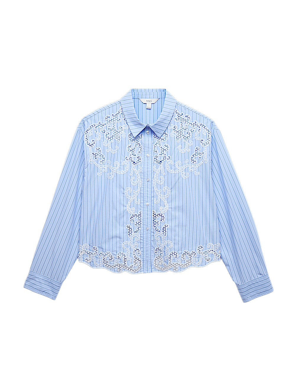 Pure Cotton Embroidered Striped Shirt