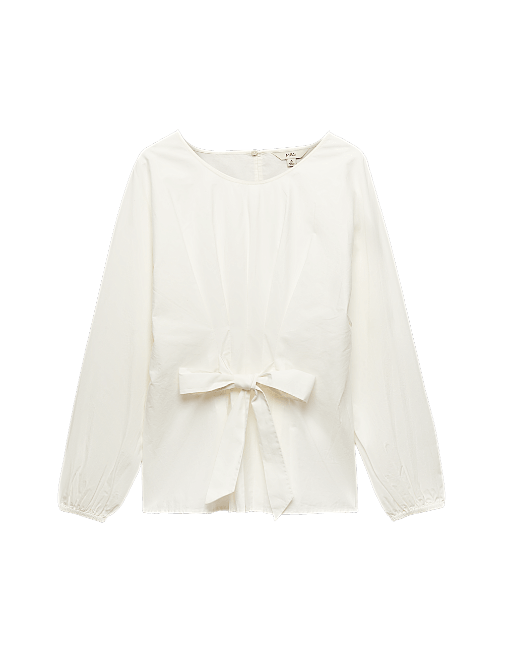 Pure Cotton Pleat Tie Detail Blouse