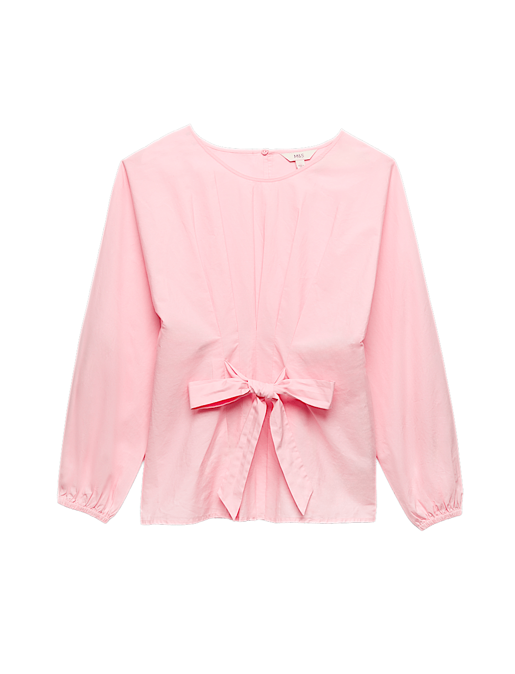 Pure Cotton Pleat Tie Detail Blouse