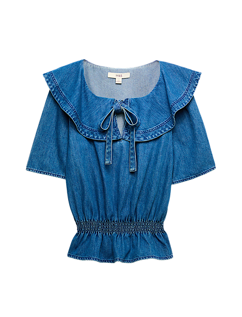 Denim Ruffled Blouse