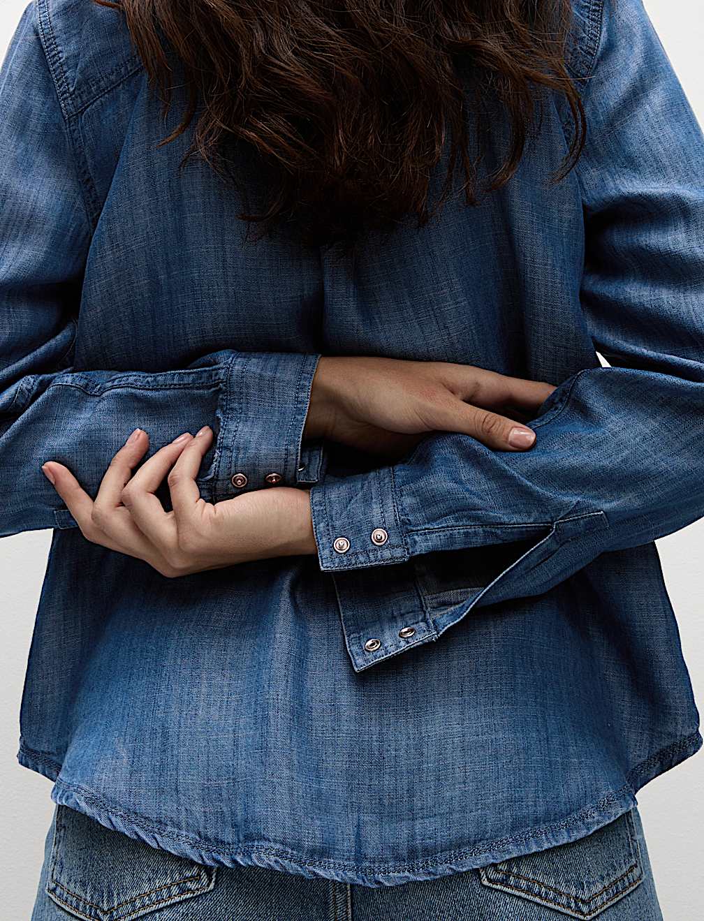 Pure Lyocell Collared Button Through Shirt