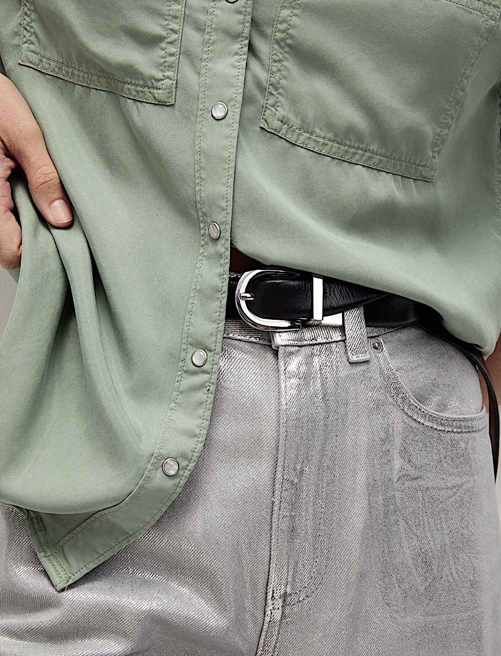 Pure Lyocell Collared Button Through Shirt