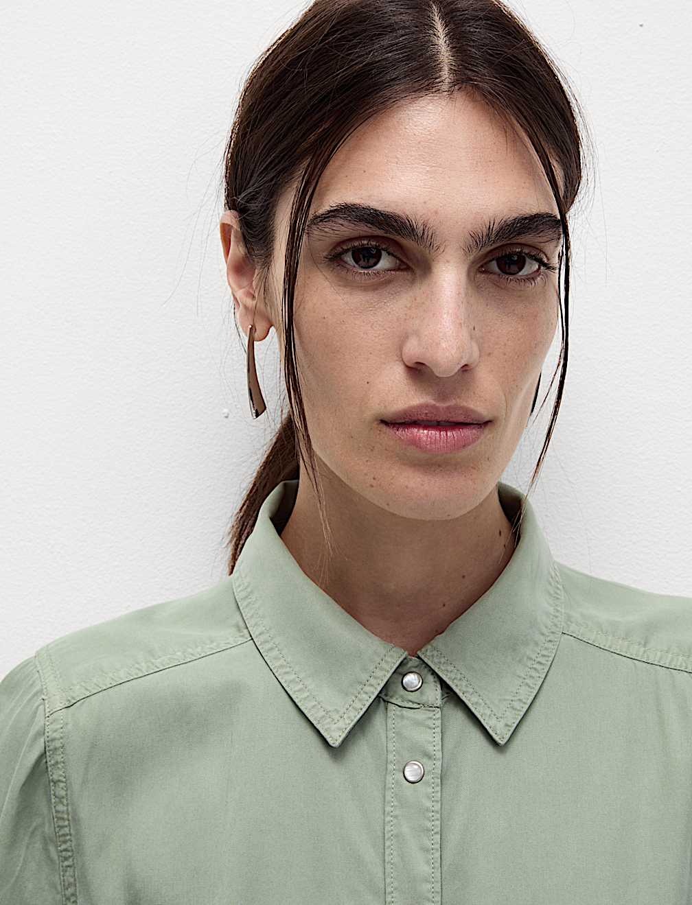 Pure Lyocell Collared Button Through Shirt