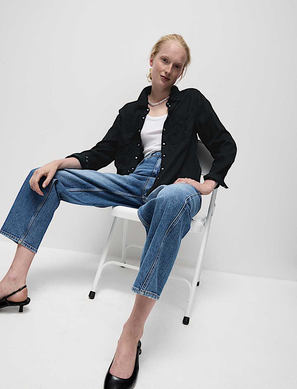 Pure Lyocell Collared Button Through Shirt