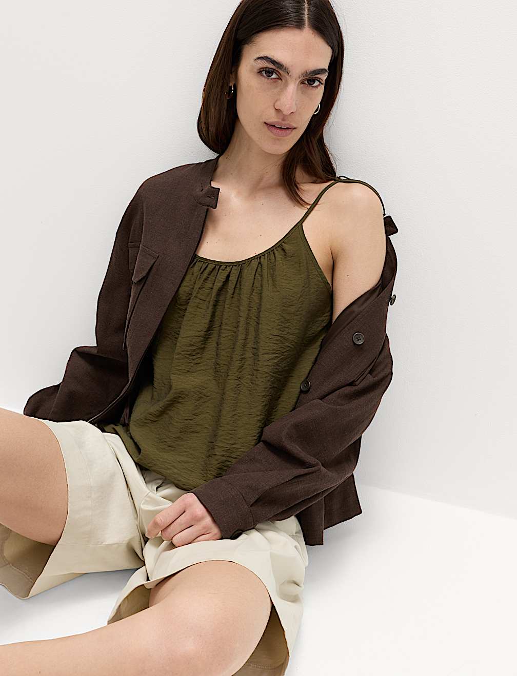 Textured Tie Detail Cami Top