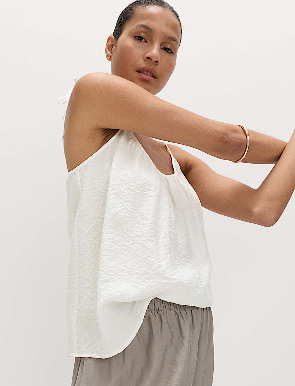 Textured Tie Detail Cami Top