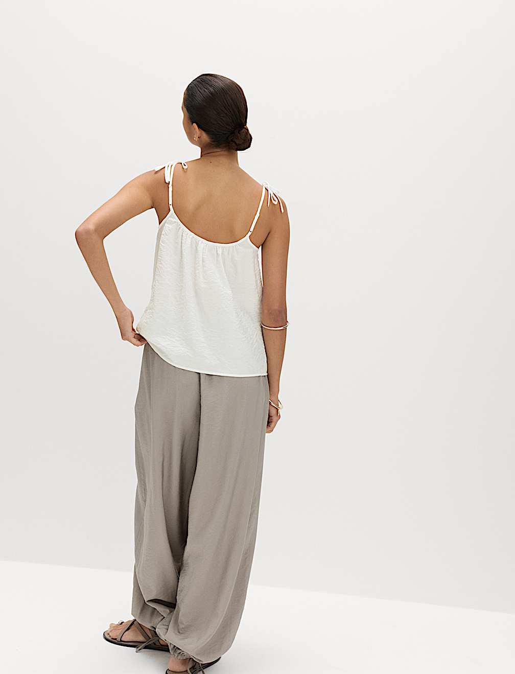 Textured Tie Detail Cami Top