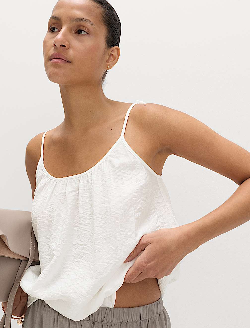 Textured Tie Detail Cami Top